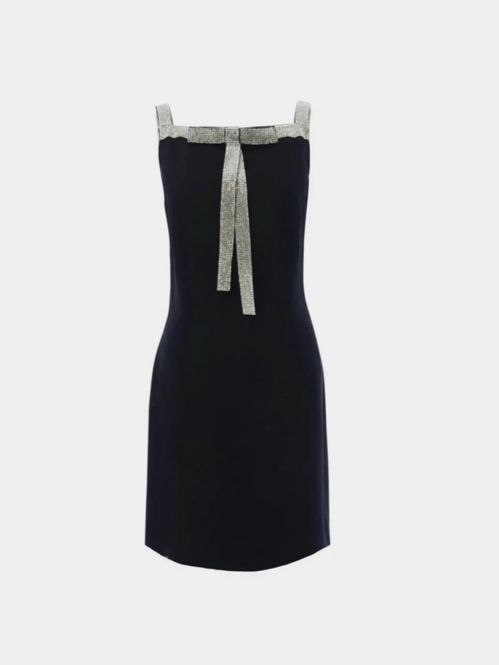 Dolce and Gabbana 2000s Black Crystal Bow-Embellished Crepe Mini Dress US/IT38